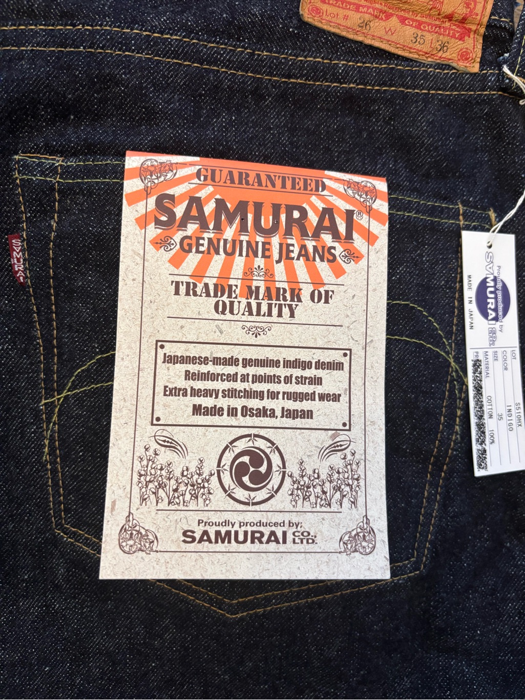 Samurai S510hx Japanese Selvedge Denim Jeans 35x36 Heritage 15oz Otokogi Limited
